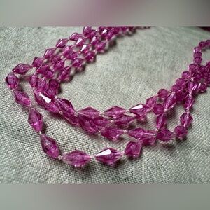 Vintage Purple Faceted Plastic Bead Necklace - Women Jewelry